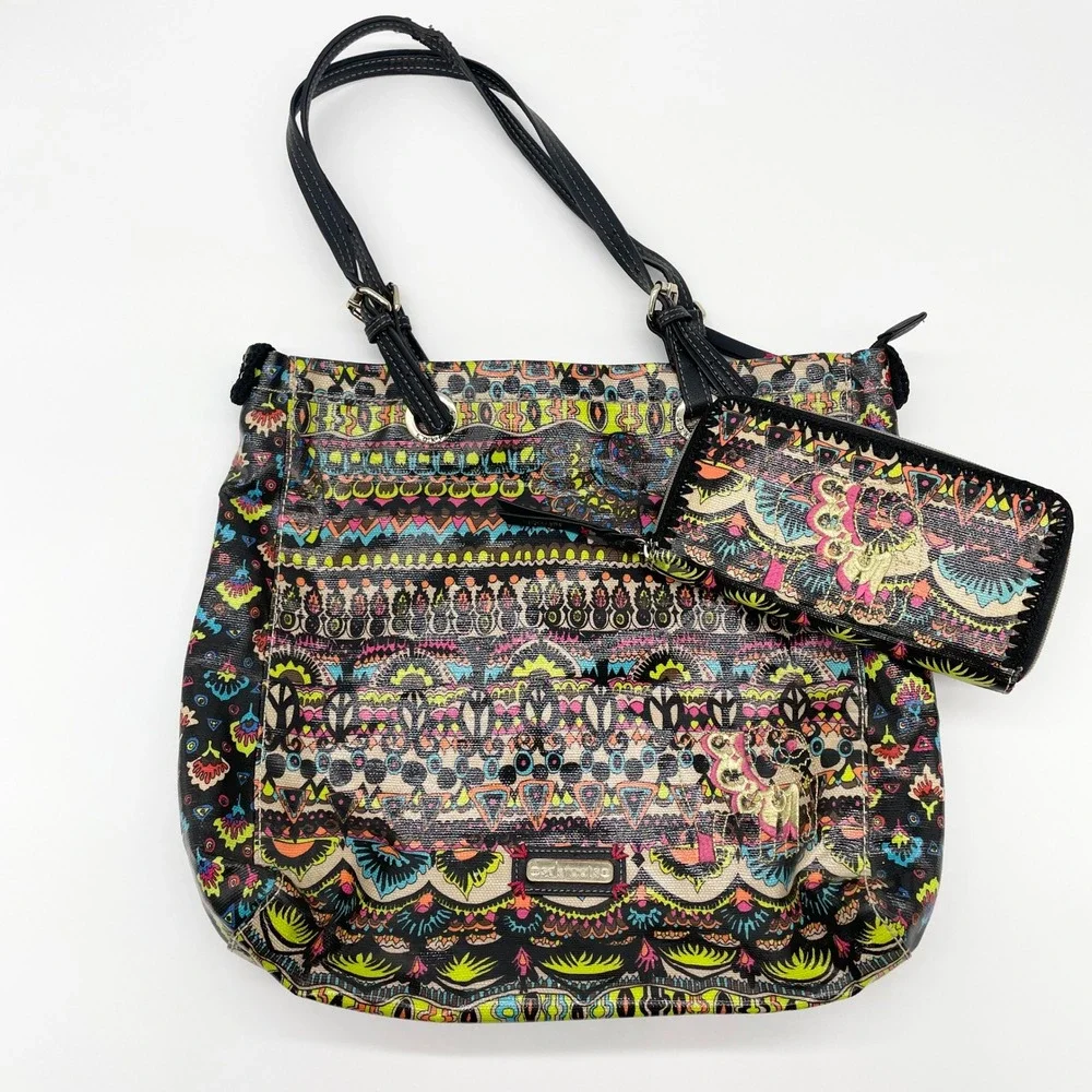 Sakroots Tote Bag Wallet Set Boho Tribal Print Shoulder Bag Indie Artsy Eclectic